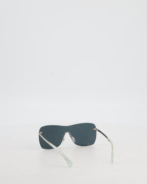 Chanel Shield Style Mirrored Sunglasses with CC Logo