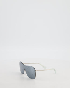 Chanel Shield Style Mirrored Sunglasses with CC Logo