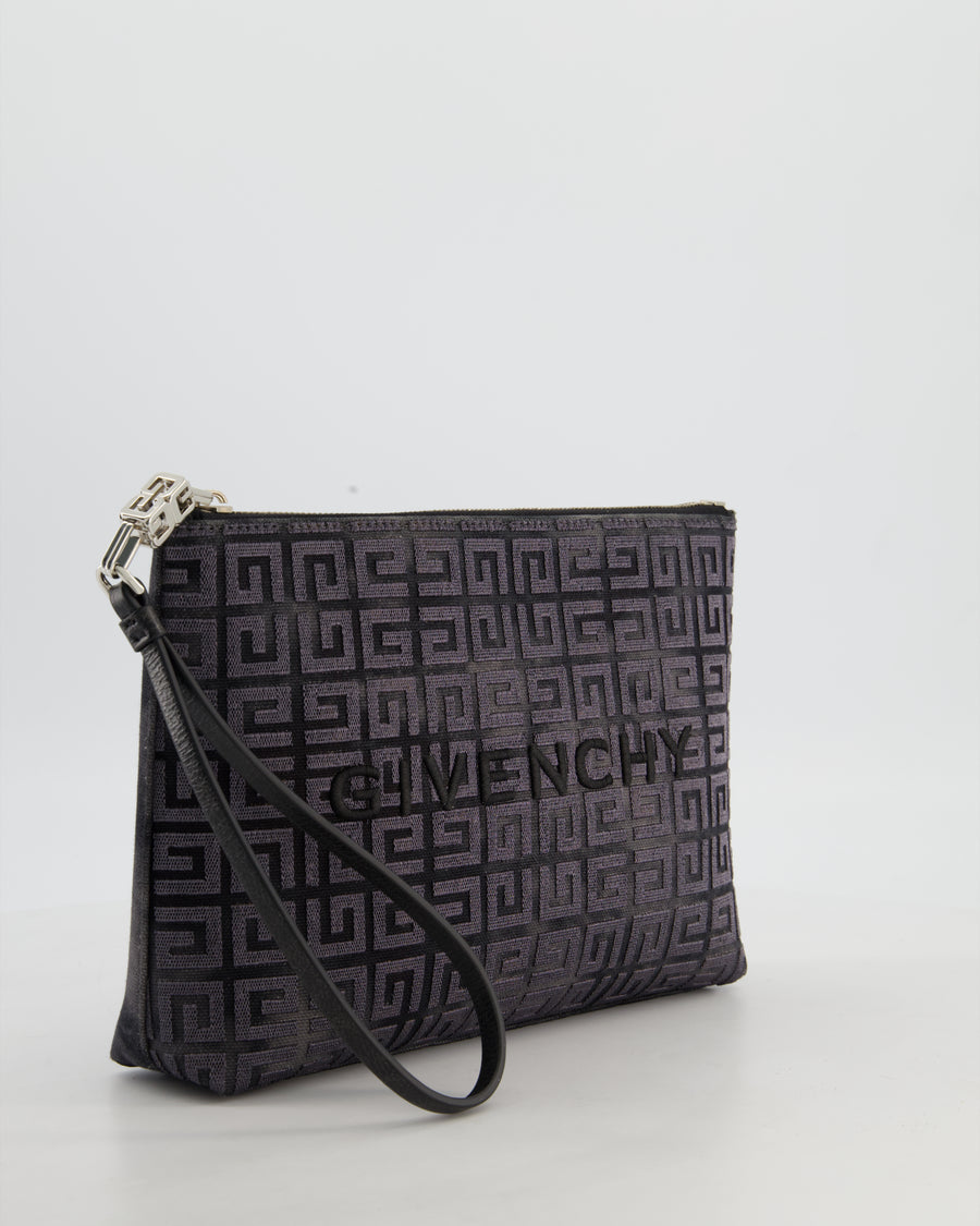 Givenchy Black and Grey 4G Embroidered Tie and Dye Canvas Travel Pouch with Wrist Strap RRP £495