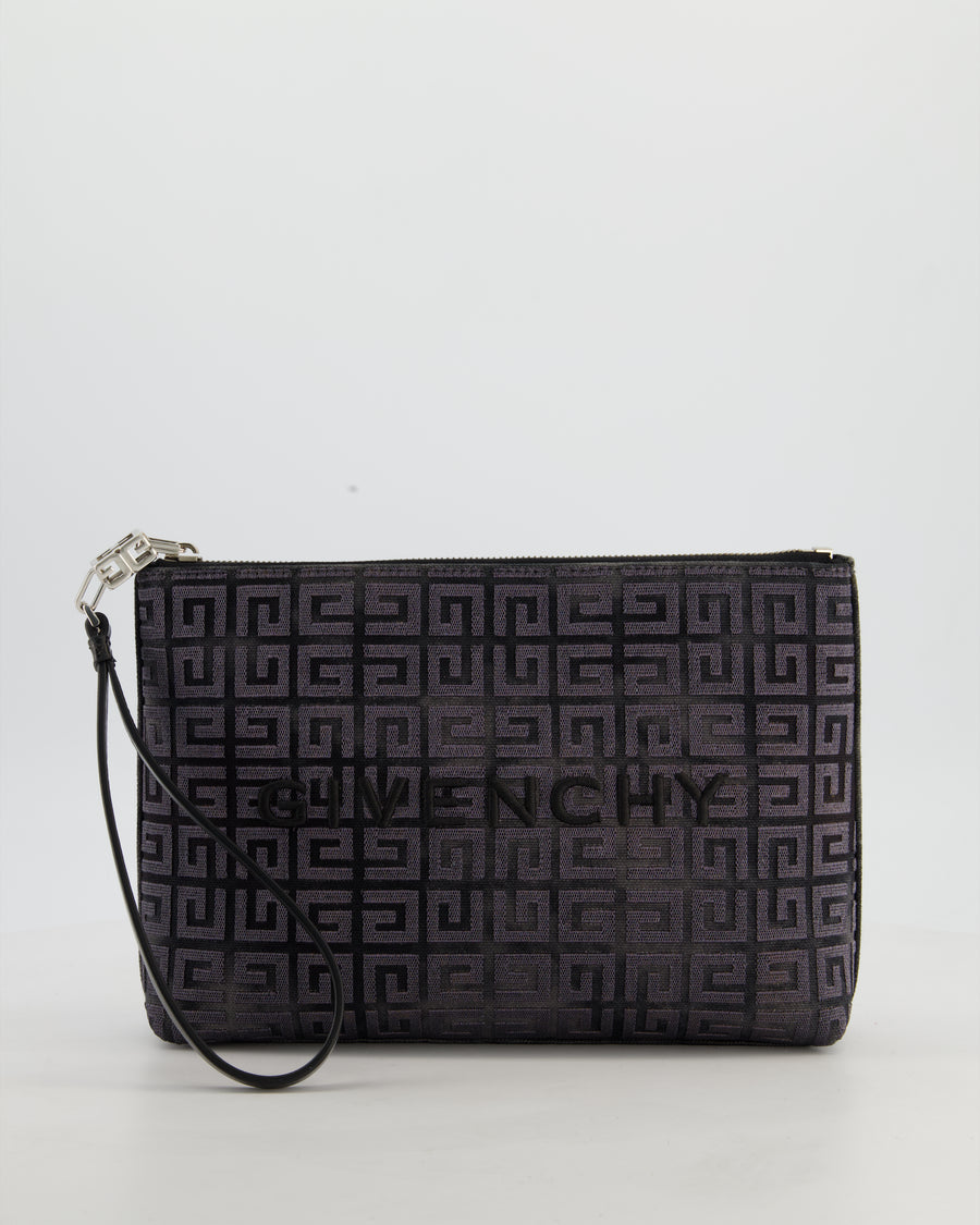 Givenchy Black and Grey 4G Embroidered Tie and Dye Canvas Travel Pouch with Wrist Strap RRP £495
