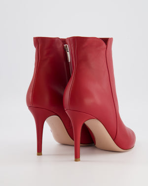 Gianvito Rossi Red Leather Pointed Heeled Ankle Boots Size EU 40