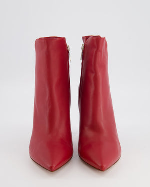 Gianvito Rossi Red Leather Pointed Heeled Ankle Boots Size EU 40