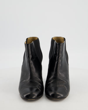 Chanel Black Leather Ankle Boots with CC Logo and Gold Heel Detail Size EU 38.5