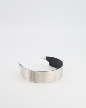 Louis Vuitton Silver Metallic Headband with Embossed Logo