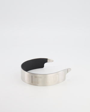 Louis Vuitton Silver Metallic Headband with Embossed Logo