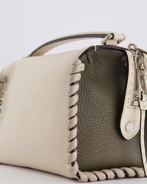 Fendi White and Grey Large Layback Bag with Silver Hardware