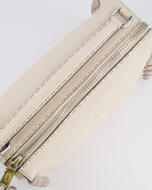 Fendi White and Grey Large Layback Bag with Silver Hardware