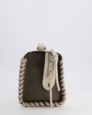 Fendi White and Grey Large Layback Bag with Silver Hardware