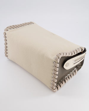 Fendi White and Grey Large Layback Bag with Silver Hardware