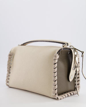Fendi White and Grey Large Layback Bag with Silver Hardware