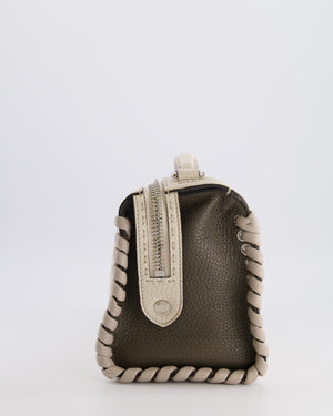 Fendi White and Grey Large Layback Bag with Silver Hardware