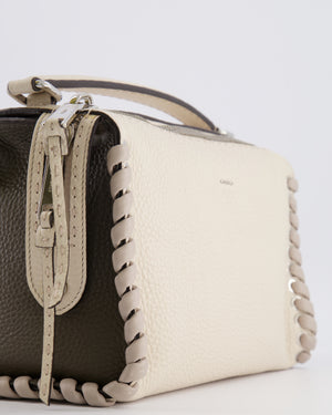 Fendi White and Grey Large Layback Bag with Silver Hardware