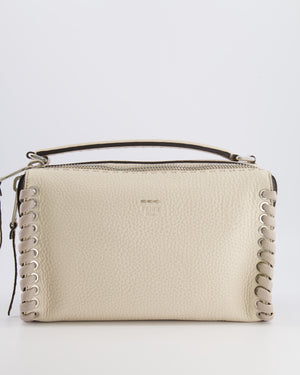 Fendi White and Grey Large Layback Bag with Silver Hardware