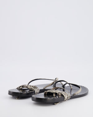 Celine Black Gladiator Sandals with Python Straps and Silver Stud Details Size EU 40