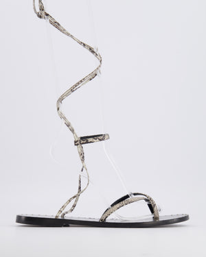 Celine Black Gladiator Sandals with Python Straps and Silver Stud Details Size EU 40
