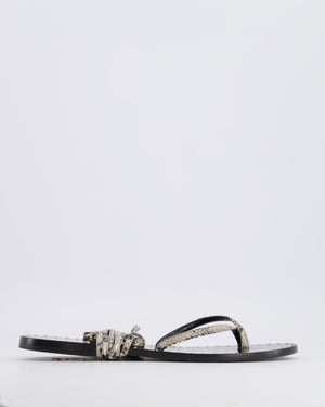 Celine Black Gladiator Sandals with Python Straps and Silver Stud Details Size EU 40