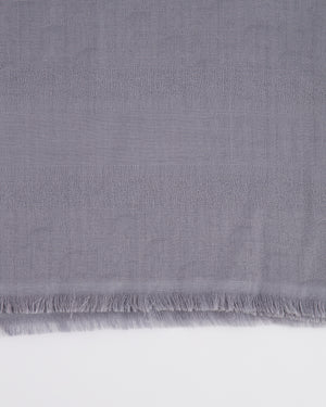 Christian Dior Grey Oblique Logo Scarf with Fringe Detail Size 145cm x 145cm