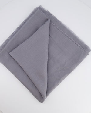 Christian Dior Grey Oblique Logo Scarf with Fringe Detail Size 145cm x 145cm