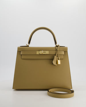 *HOLY GRAIL* Hermès Kelly 28 Sellier Bag in Poussiere Epsom Leather with Permabrass Hardware