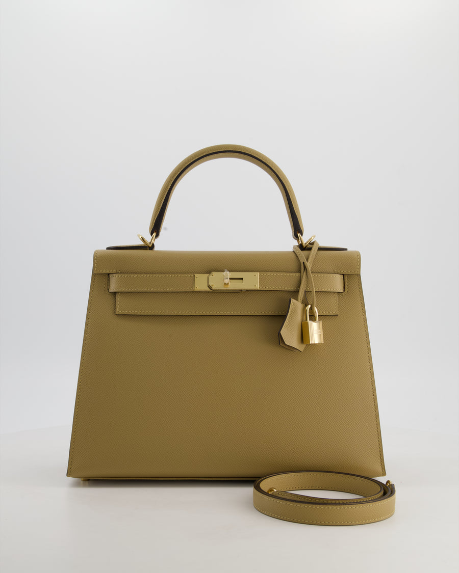 *HOLY GRAIL* Hermès Kelly 28 Sellier Bag in Poussiere Epsom Leather with Permabrass Hardware