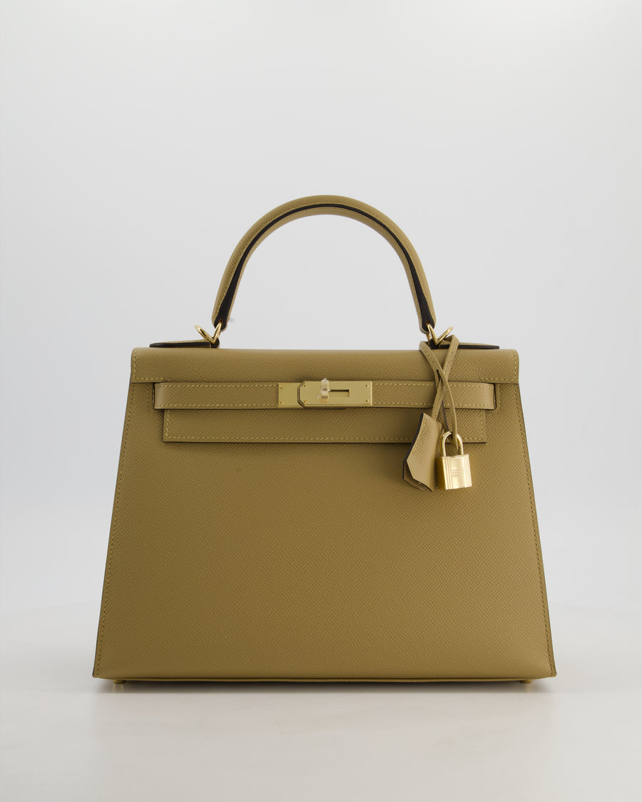 *HOLY GRAIL* Hermès Kelly 28 Sellier Bag in Poussiere Epsom Leather with Permabrass Hardware