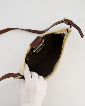 Fendi Vintage Cream Zucca Canvas Baguette Bag with Silver Hardware