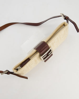 Fendi Vintage Cream Zucca Canvas Baguette Bag with Silver Hardware