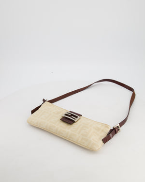 Fendi Vintage Cream Zucca Canvas Baguette Bag with Silver Hardware