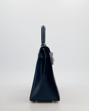 *VERY RARE* Hermès Kelly 28 Sellier Bag in Bleu De Prusse Box Calf Leather with Guilloche Palladium Hardware