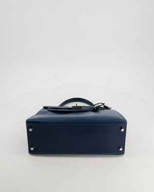 *VERY RARE* Hermès Kelly 28 Sellier Bag in Bleu De Prusse Box Calf Leather with Guilloche Palladium Hardware