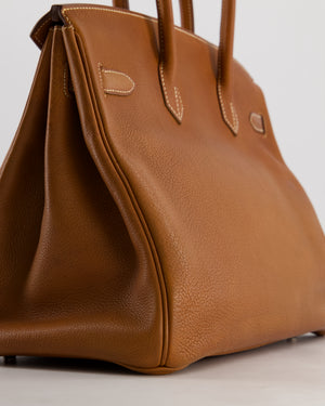 *RARE* Hermès Birkin 35 Retourne Bag in Fauve Barenia Faubourg Leather with Palladium Hardware