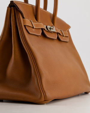 *RARE* Hermès Birkin 35 Retourne Bag in Fauve Barenia Faubourg Leather with Palladium Hardware