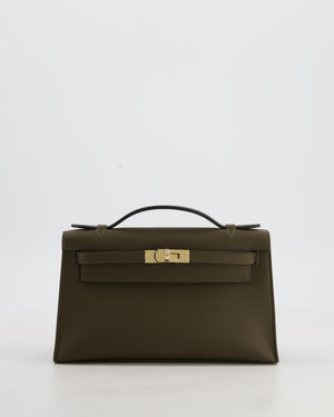 *NEW COLOUR* Hermès Mini Kelly Pochette Bag in Vert Loden Swift Leather and Permabrass Hardware