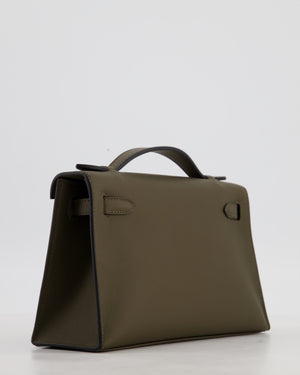 *NEW COLOUR* Hermès Mini Kelly Pochette Bag in Vert Loden Swift Leather and Permabrass Hardware