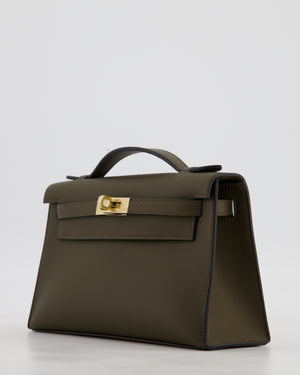 *NEW COLOUR* Hermès Mini Kelly Pochette Bag in Vert Loden Swift Leather and Permabrass Hardware