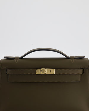 *NEW COLOUR* Hermès Mini Kelly Pochette Bag in Vert Loden Swift Leather and Permabrass Hardware