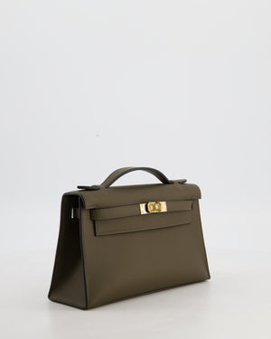 *NEW COLOUR* Hermès Mini Kelly Pochette Bag in Vert Loden Swift Leather and Permabrass Hardware