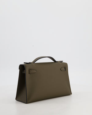 *NEW COLOUR* Hermès Mini Kelly Pochette Bag in Vert Loden Swift Leather and Permabrass Hardware