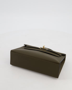 *NEW COLOUR* Hermès Mini Kelly Pochette Bag in Vert Loden Swift Leather and Permabrass Hardware