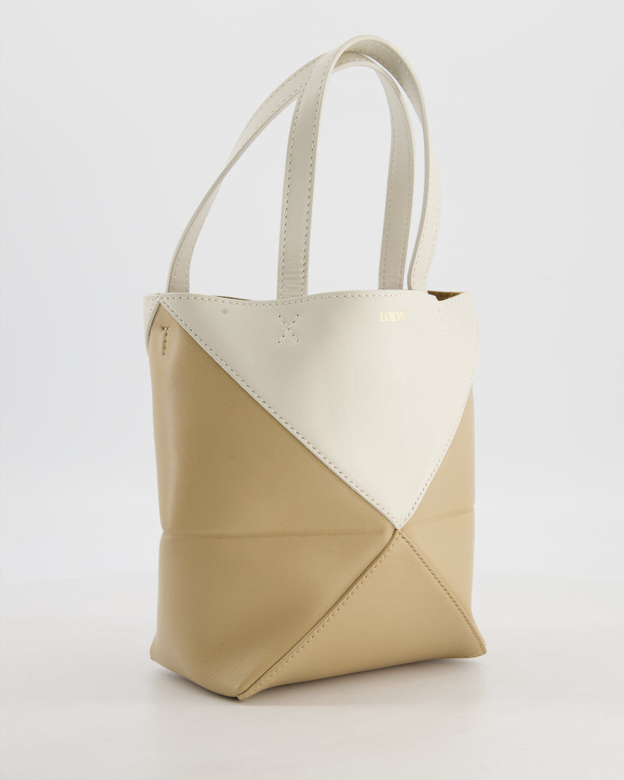 Loewe Mini Puzzle Fold Tote Bag in Calfskin Leather with Gold Hardware