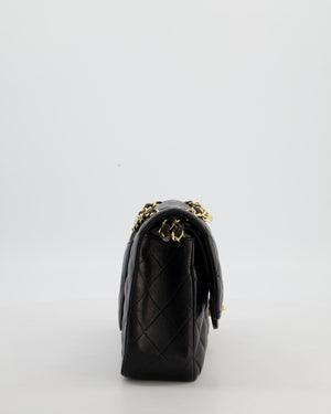 Chanel Black Vintage Classic Medium Double Flap Bag in Lambskin Leather with 24k Gold Hardware