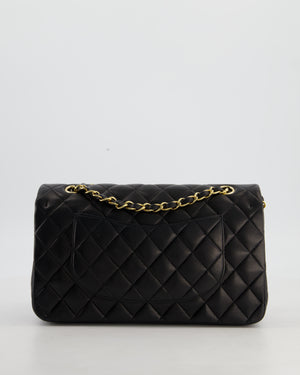 Chanel Black Vintage Classic Medium Double Flap Bag in Lambskin Leather with 24k Gold Hardware