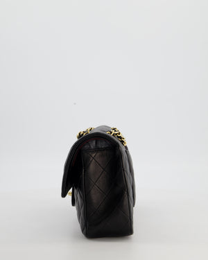Chanel Black Vintage Classic Medium Double Flap Bag in Lambskin Leather with 24k Gold Hardware