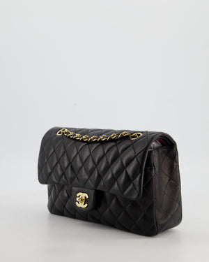 Chanel Black Vintage Classic Medium Double Flap Bag in Lambskin Leather with 24k Gold Hardware