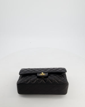 Chanel Black Vintage Classic Medium Double Flap Bag in Lambskin Leather with 24k Gold Hardware
