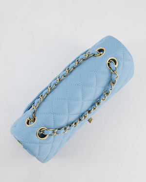 *HOT* Chanel Baby Blue Small Classic Double Flap Bag in Caviar Leather with Gold Hardware
