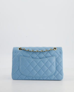 *HOT* Chanel Baby Blue Small Classic Double Flap Bag in Caviar Leather with Gold Hardware