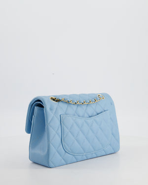 *HOT* Chanel Baby Blue Small Classic Double Flap Bag in Caviar Leather with Gold Hardware