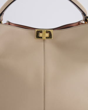 Fendi Light Beige Medium XLite Peekaboo Leather Bag with Gold Hardware RRP £3,500