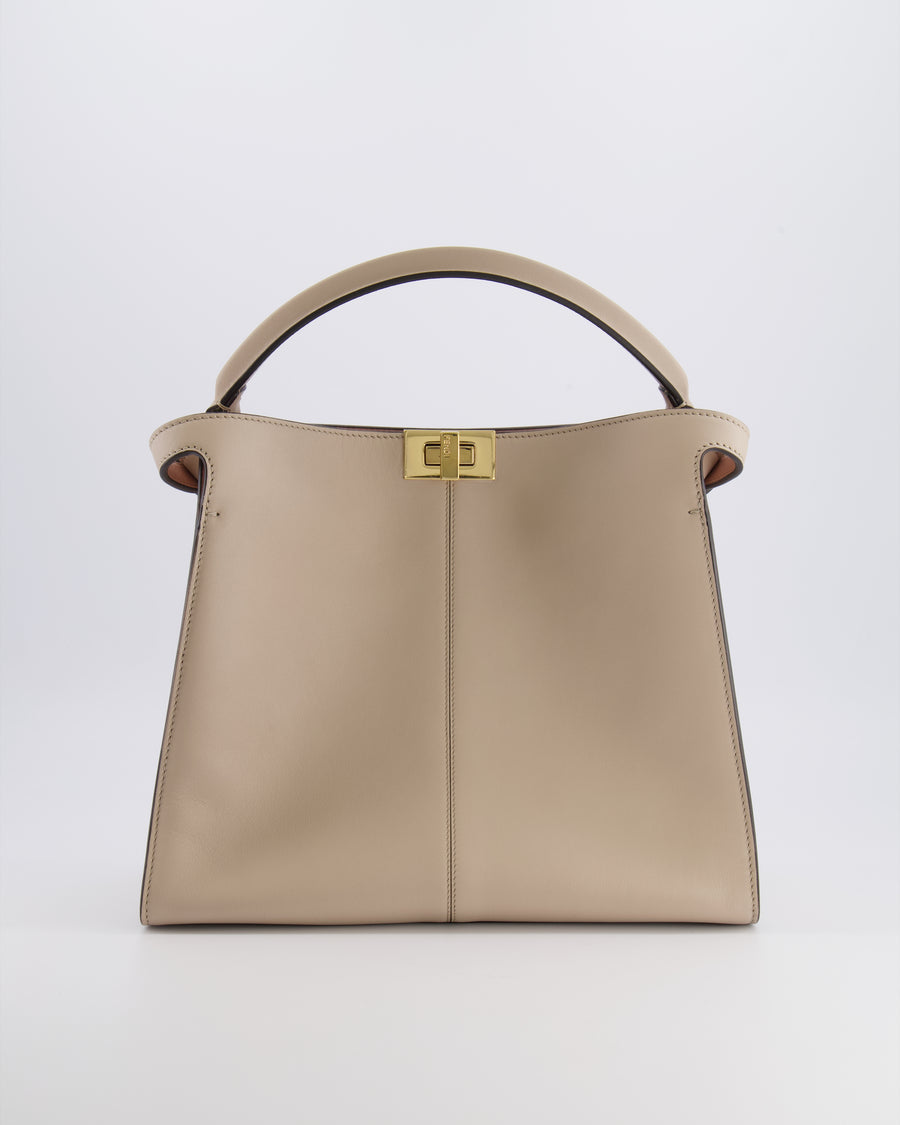 Fendi Light Beige Medium XLite Peekaboo Leather Bag with Gold Hardware RRP £3,500